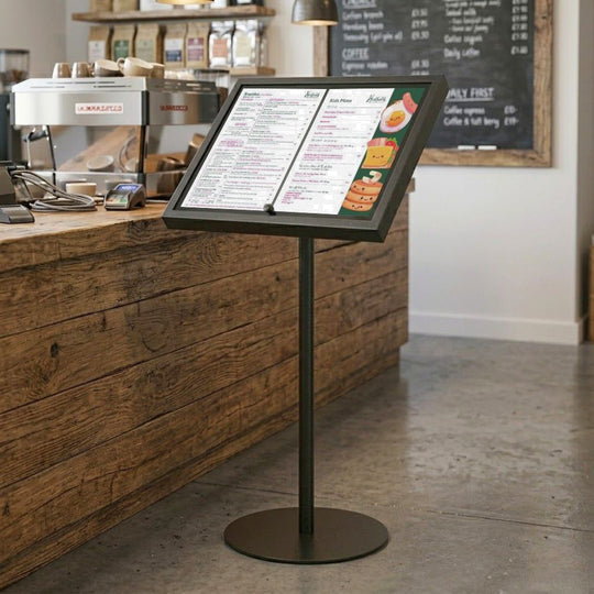 Black Hammered Effect 4 x A4 Floor Standing Aluminium Restaurant Board - 716mm Wide x 1205mm High