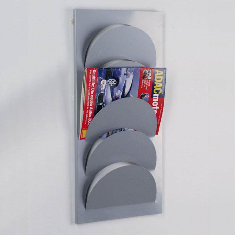 Grey Metal 5 Pocket A4 Brochure Holder - Wall Mounted