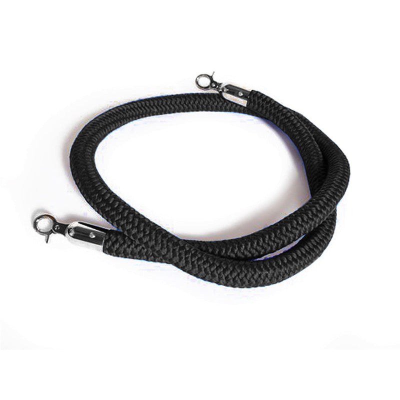 Q Line Black Velvet rope barrier With Chrome Snap Ends 1.5m