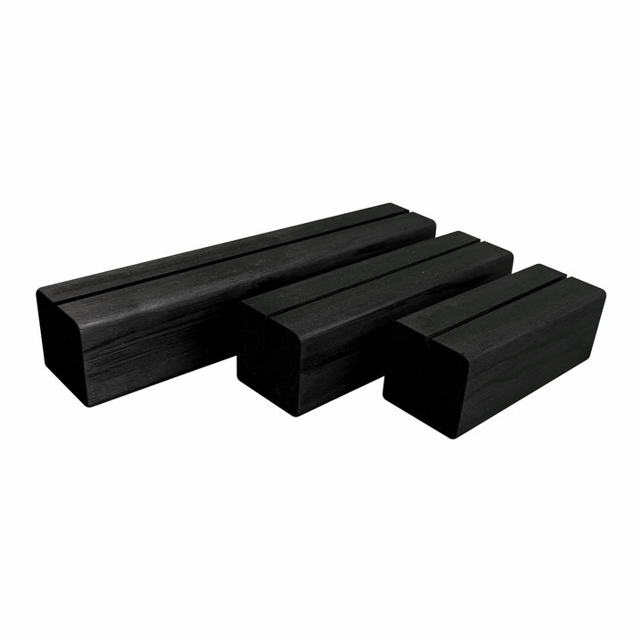 Pack of 10 Black Wooden Menu Holder Block - 210mm