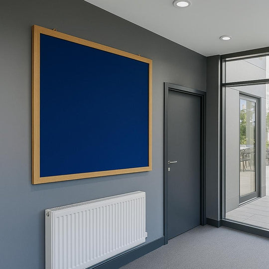 Eco-Friendly Blue Felt Noticeboard with Wood Effect Frame - 1500 x 1200mm