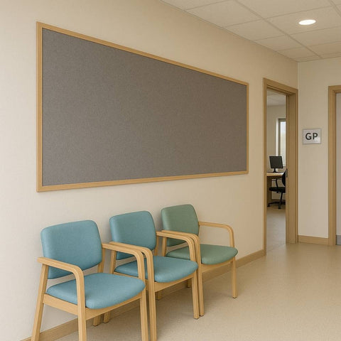 Eco-Friendly Grey Felt Noticeboard with Wood Effect Frame -  2400 x 1200mm