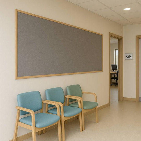 Eco-Friendly Grey Felt Noticeboard with Wood Effect Frame -  2400 x 1200mm