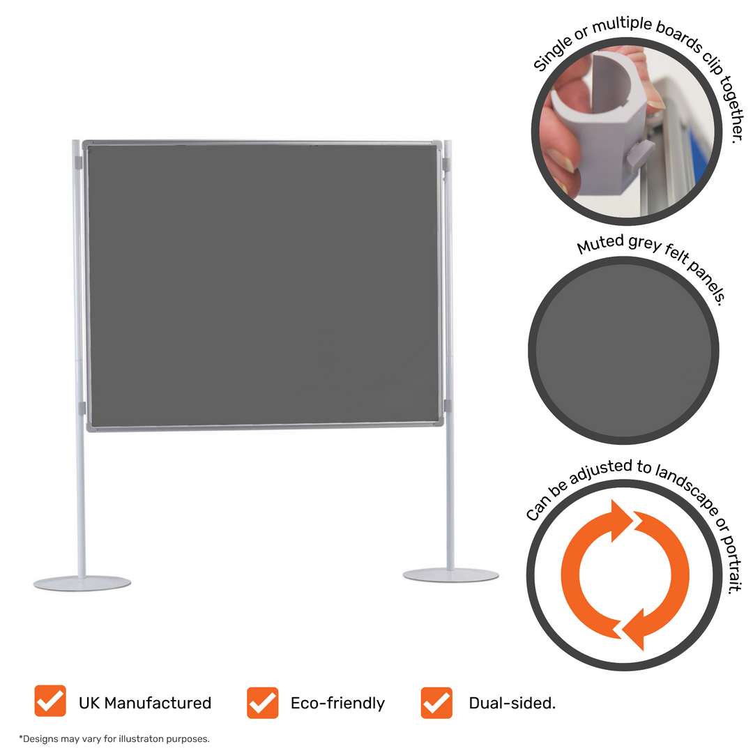 1500×1200mm Grey Felt Partitioning Display Noticeboard | Displaysense