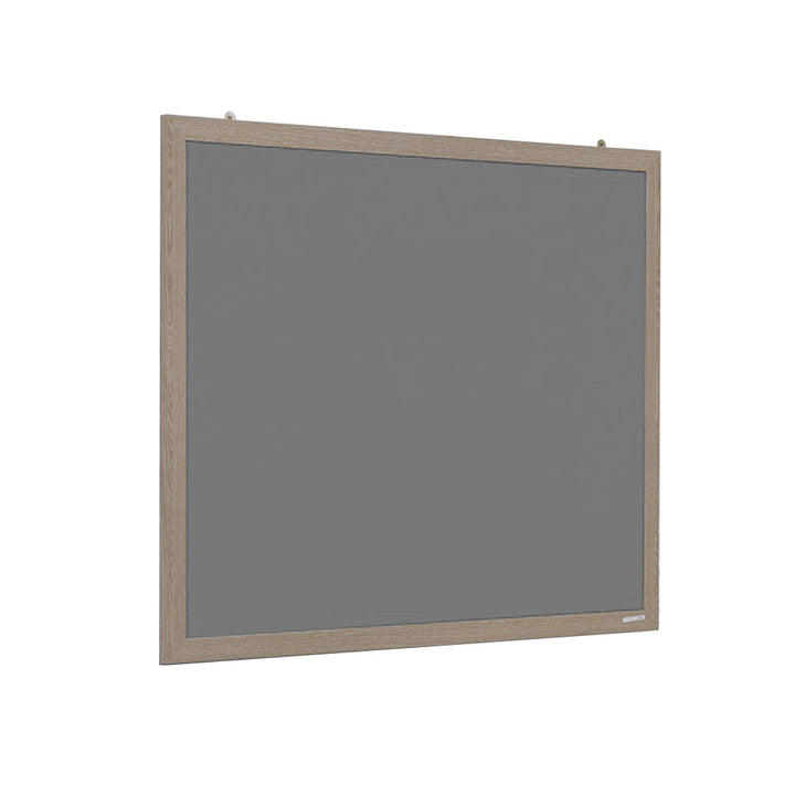 Medium-sized grey felt noticeboard with an eco-conscious design and a stylish wood-effect frame. Dimensions: 1200 x 900mm.