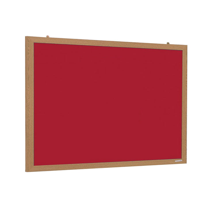 Extra-large red felt noticeboard with an elegant wood-effect frame, crafted from eco-friendly materials. Dimensions: 2400 x 1200mm.