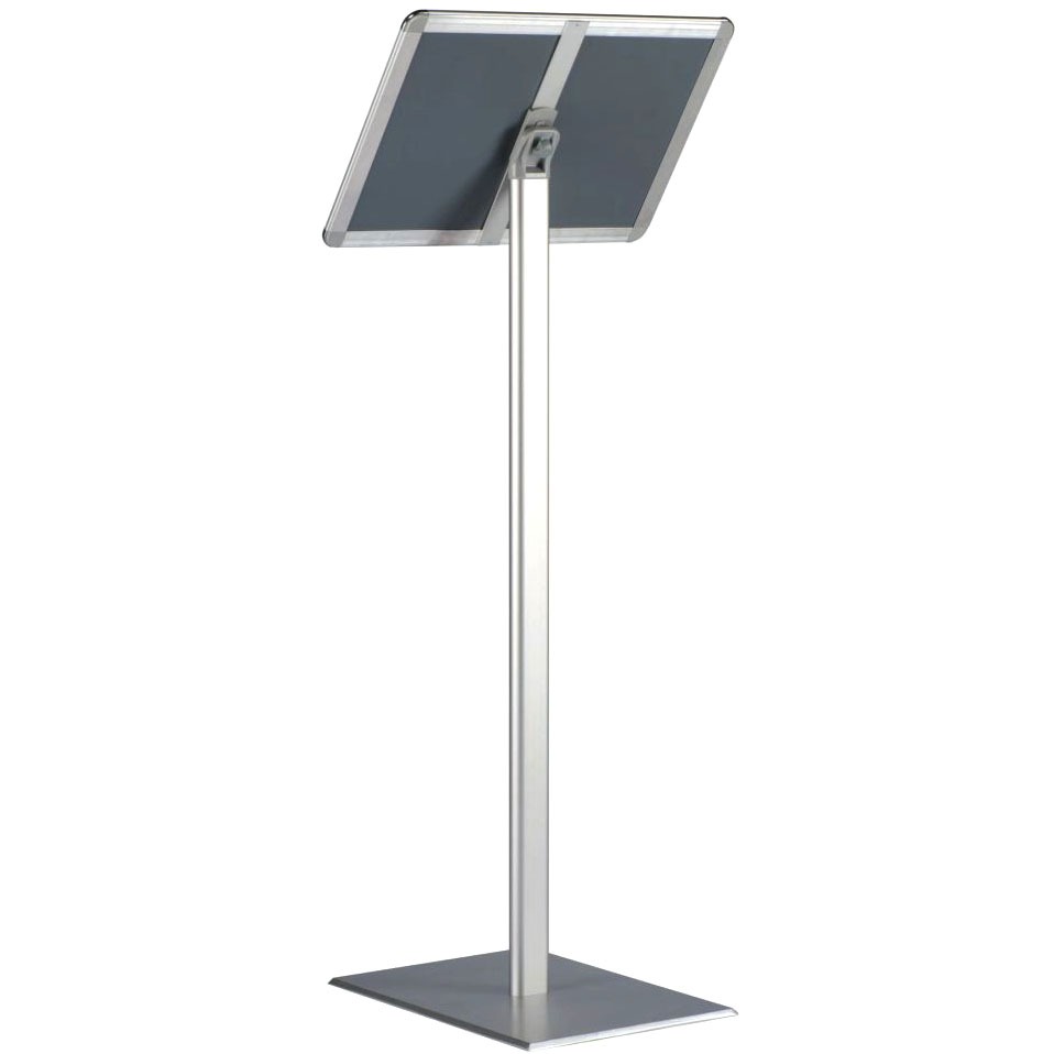 Silver A4 Free Standing Snap Frame Display Stand with Adjustable Orientation - 1000mm High x 250mm Wide