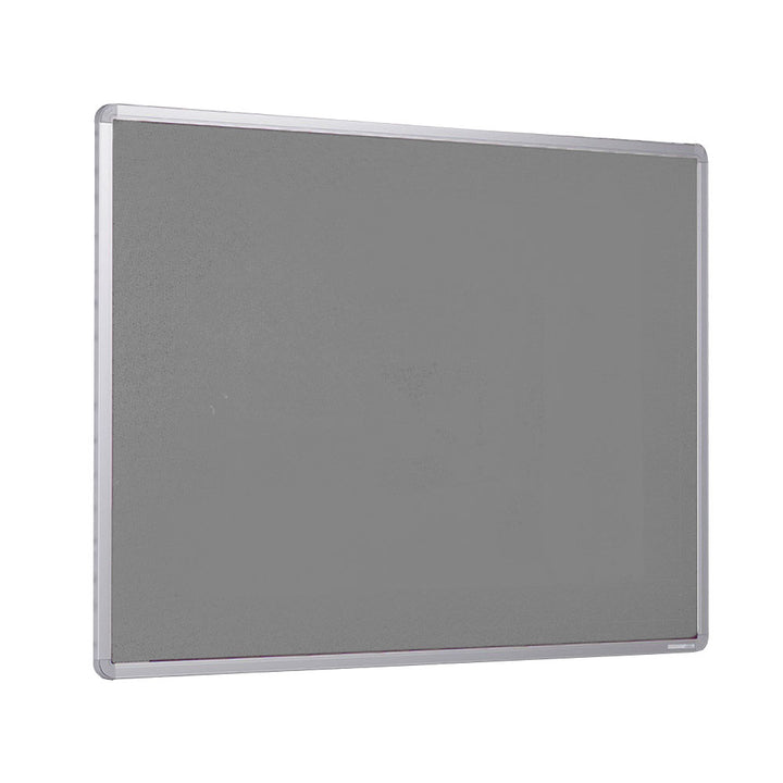 1500 x 1200mm fire-resistant grey felt noticeboard with a robust aluminium frame, designed for safety in offices, schools, and public spaces.
