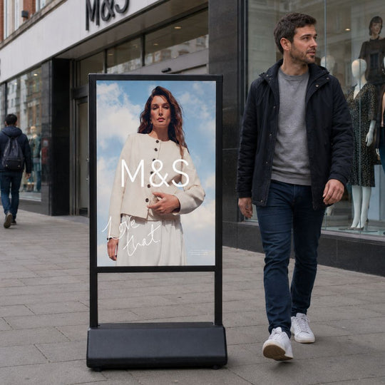 Eye-Level Double-Sided A1 Pavement Sign – 1470mm Slimline Water Base