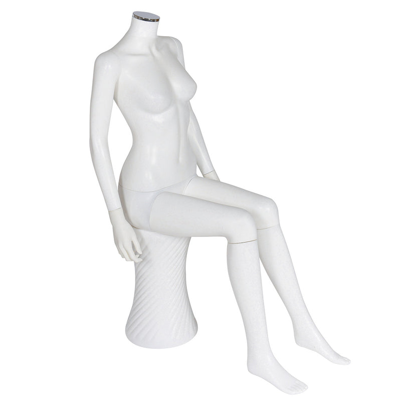 Matt White Female Faceless Mannequin - Sitting Pose