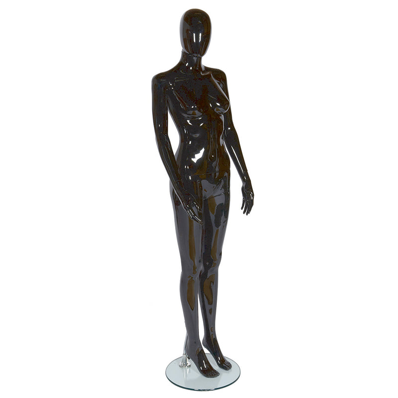 Gloss Black Faceless Female Mannequin - Upright
