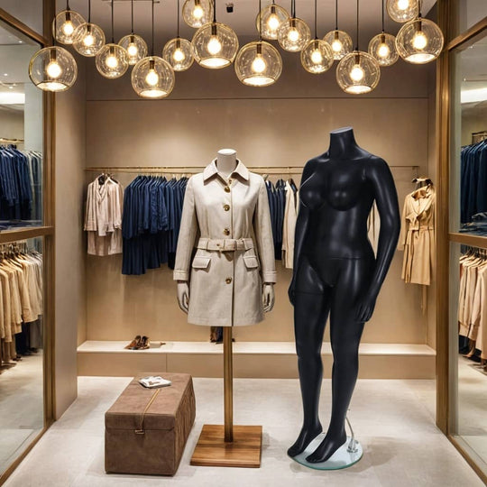 Matt Black Headless Plus-Sized Female Mannequin - Standing