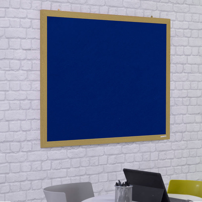 Eco-Friendly Blue Felt Noticeboard with Wood Effect Frame - 900 x 600mm