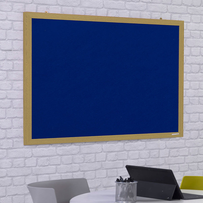 Eco-Friendly Blue Felt Noticeboard with Wood Effect Frame - 2400 x 1200mm
