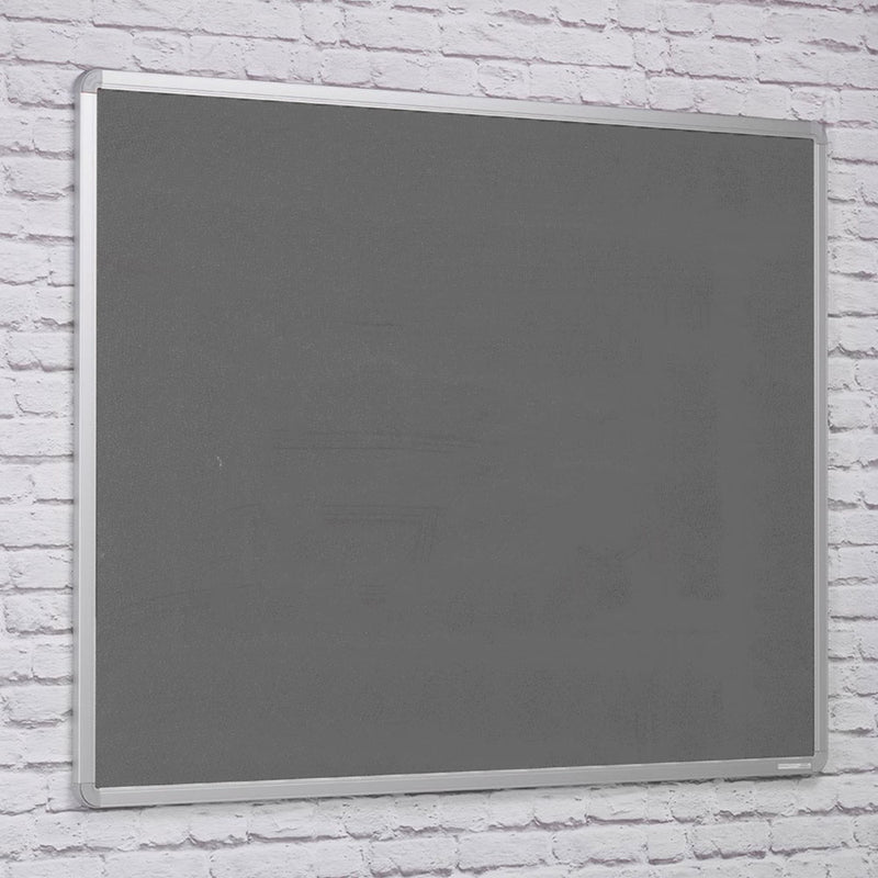 Fire Resistant Grey Felt Aluminium Framed Noticeboard - 900 x 600mm