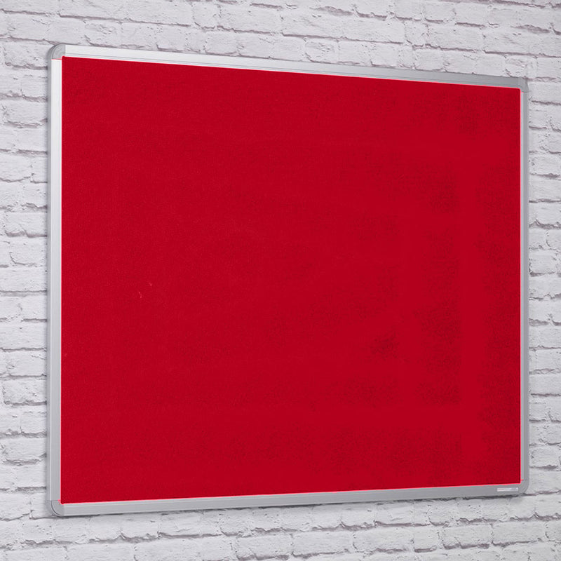 Fire Resistant Red Felt Aluminium Framed Noticeboard - 900 x 600mm