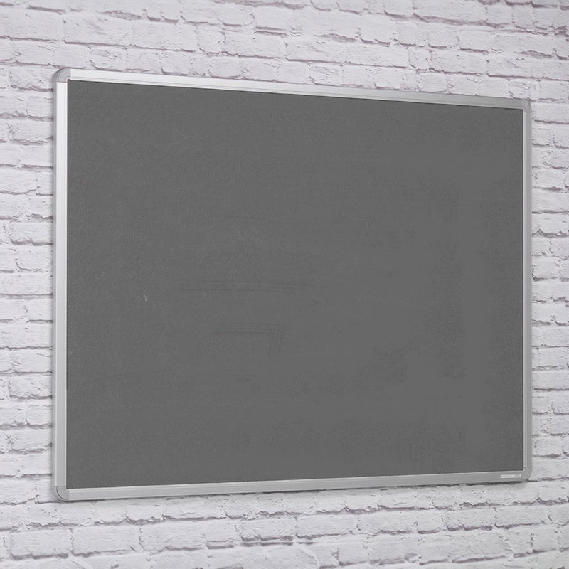 Fire Resistant Grey Felt Aluminium Framed Noticeboard - 1200 x 900mm