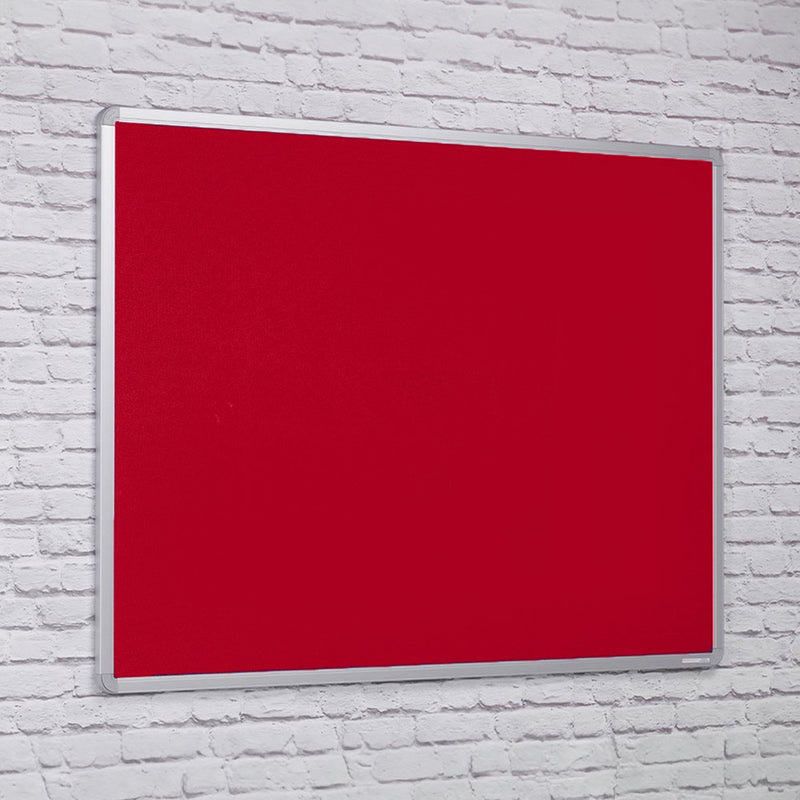 Fire Resistant Red Felt Aluminium Framed Noticeboard - 1500 x 1200mm