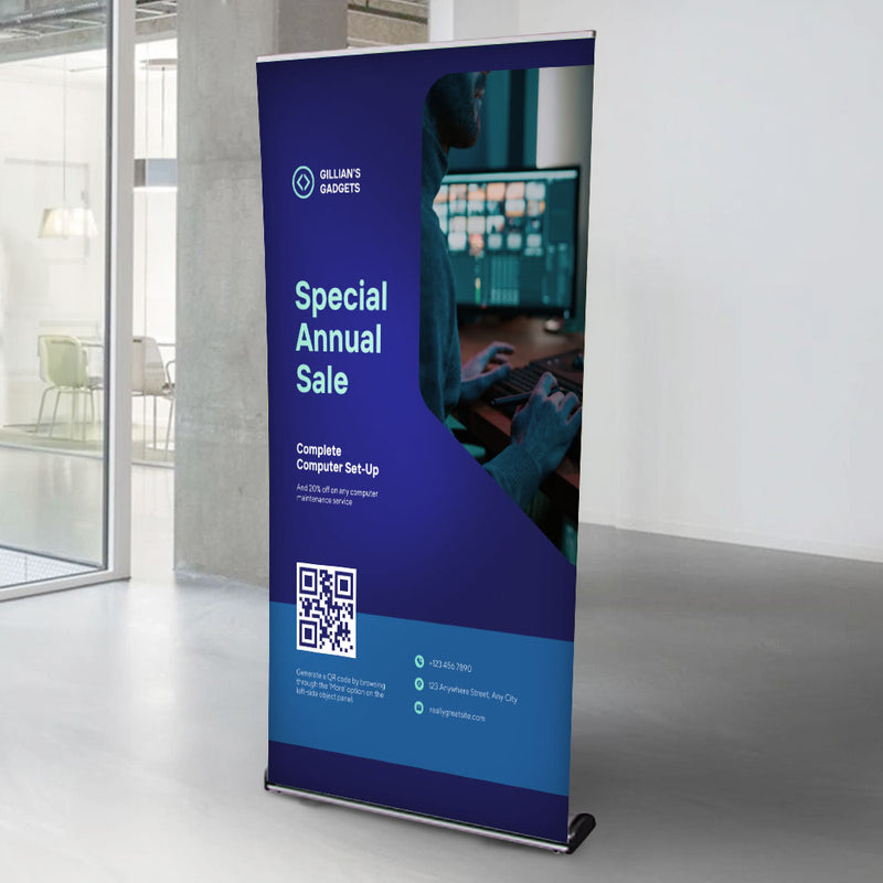 Premium Aluminium Front Loading Roller Banner Stand for 2100mm High x 1000mm Wide Banners