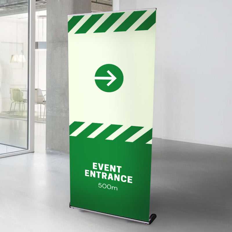 Premium Aluminium Front Loading Roller Banner Stand inc. Custom Printing Service - 2100mm High x 1000mm Wide