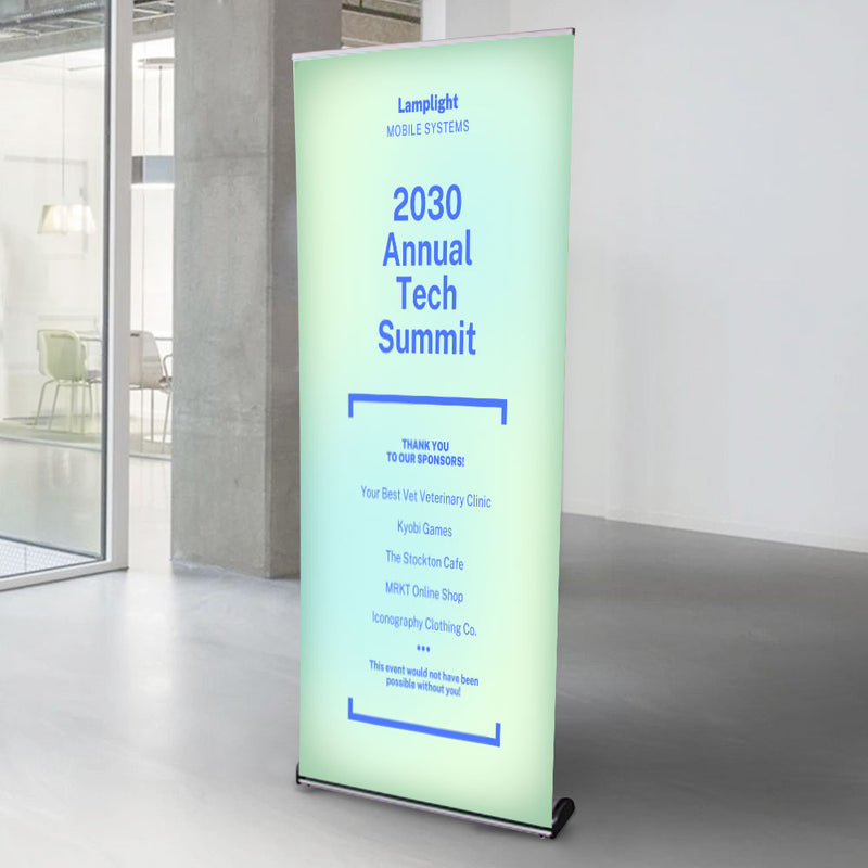 Premium Aluminium Front Loading Roller Banner Stand for 2100mm High x 800mm Wide Banners