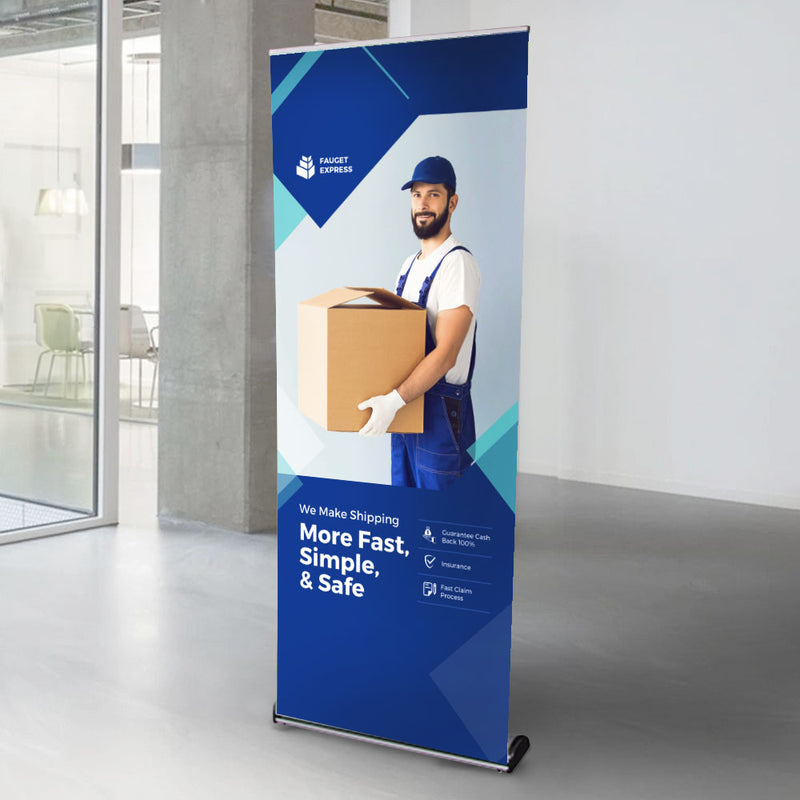 Premium Aluminium Front Loading Roller Banner Stand inc. Custom Printing Service - 2100mm High x 800mm Wide