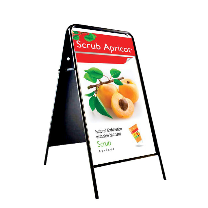 A2 Iron A-Board Sign with Display Header - Black