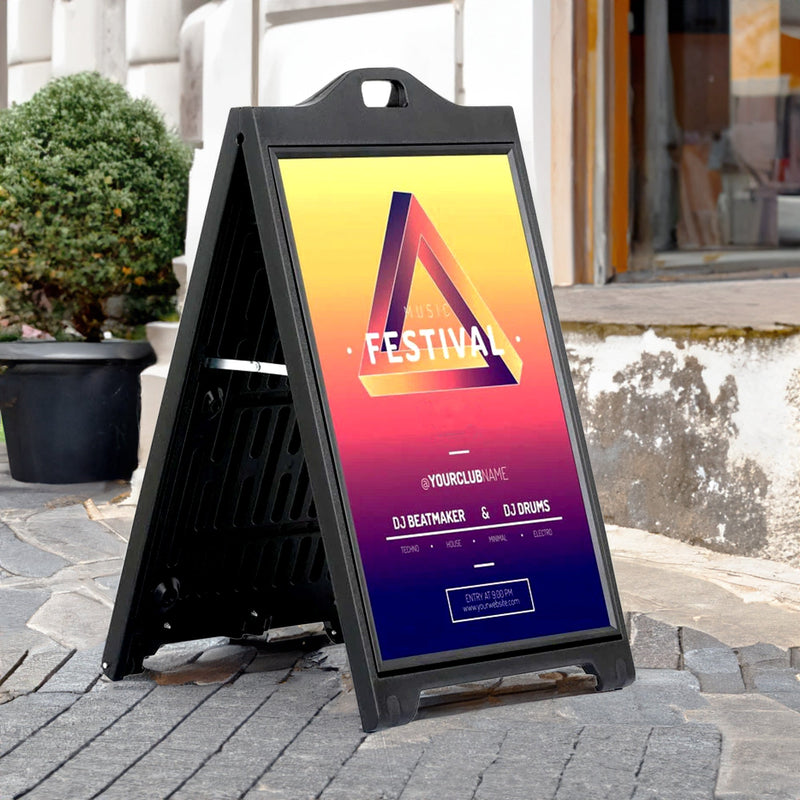 A1 Black Weather Resistant A-Board Poster Display Pavement Sign Double Sided Heavy Duty