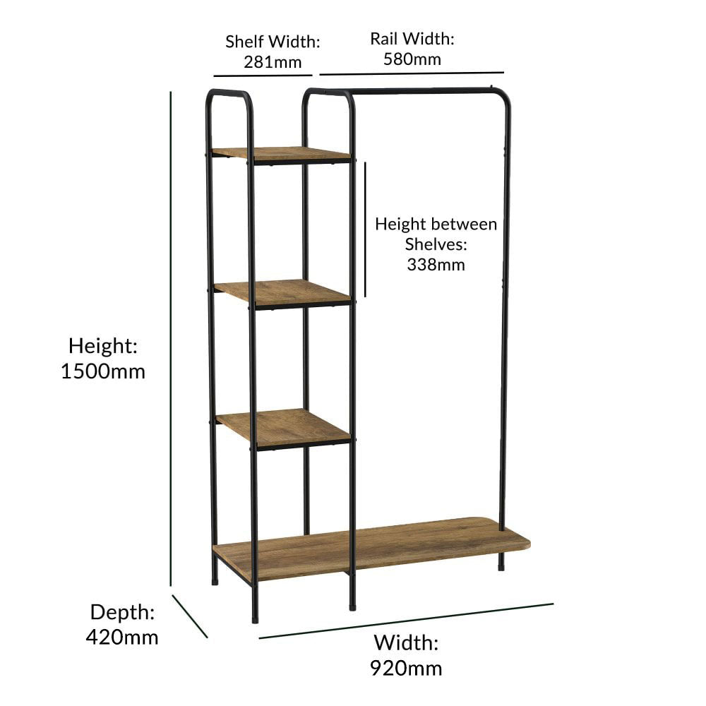 Iris metal garment rack with wood shelves best sale