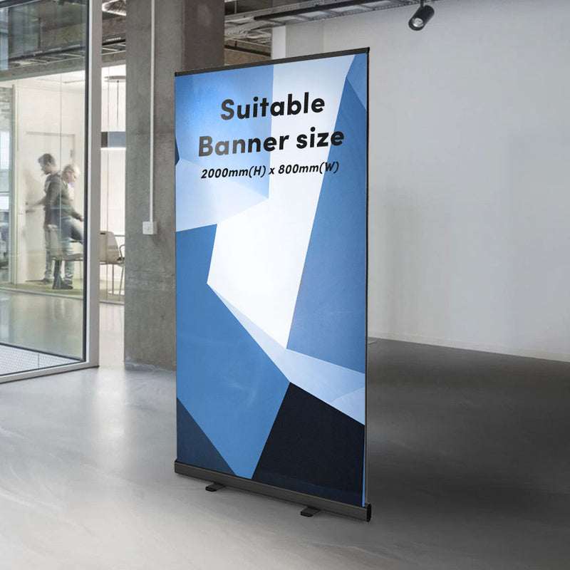 Black Aluminium Roller Banner Stand - Suitable to Hold 2000mm High x 800mm Wide Banners