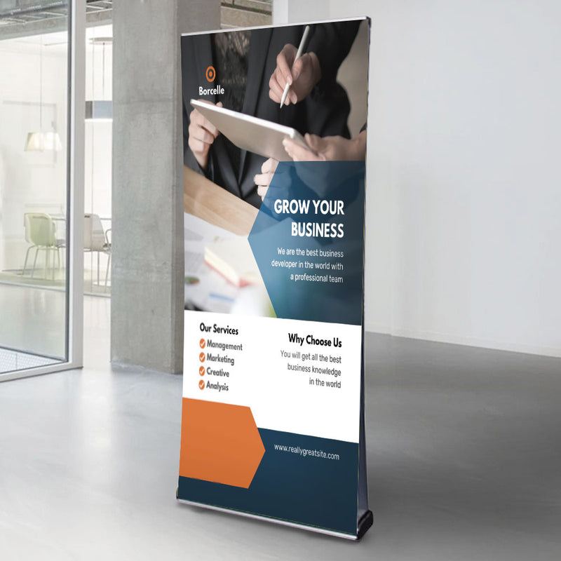 Premium Double Sided Aluminium Front Loading Roller Banner Stand for 2100mm High x 1000mm Wide Banners