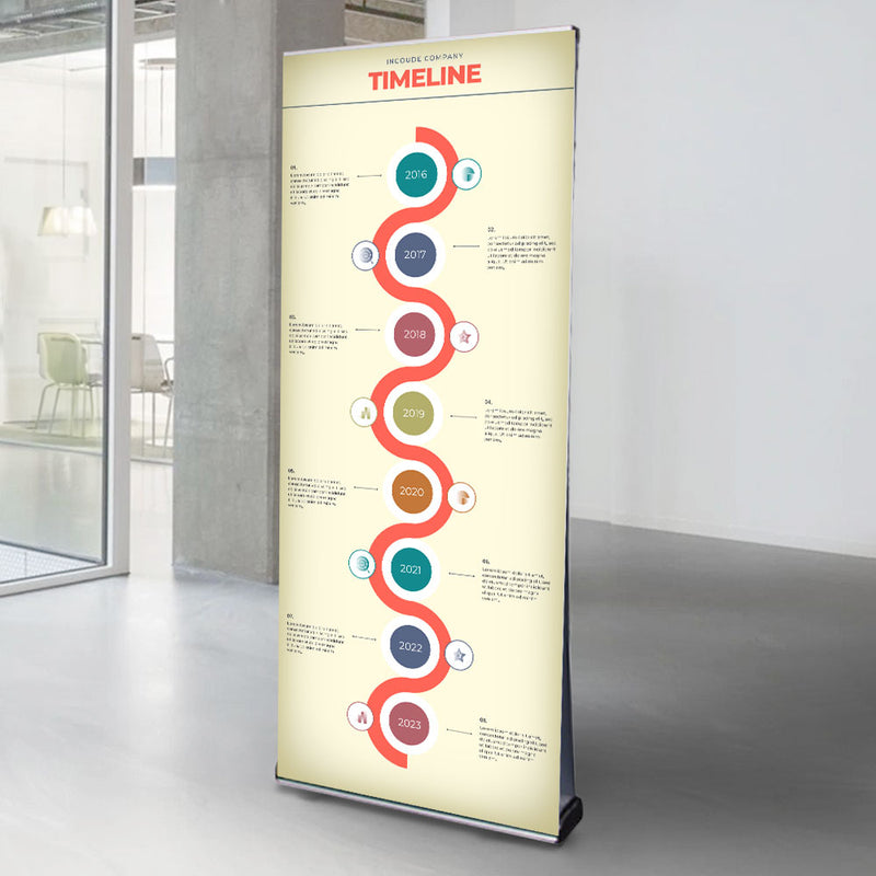Premium Double-Sided Aluminium Front Loading Roller Banner Stand inc. Custom Printing Service - 2100mm High x 1000mm Wide