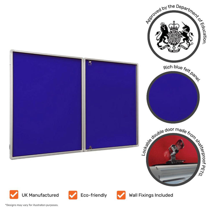 Tamperproof Blue Felt Aluminium Frame Noticeboard - 1200mm x 1200mm