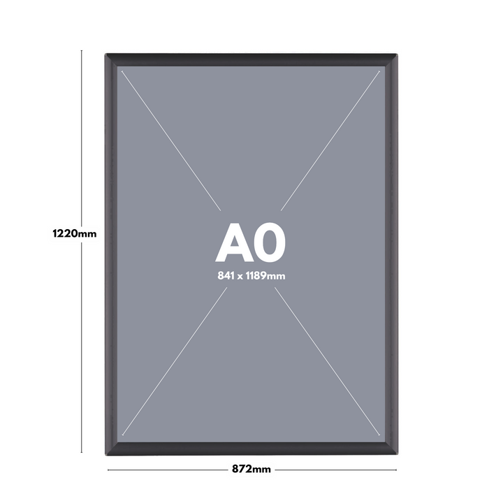 Commercial A0 black snap frame bundle – 25mm mitred poster holders with wall mounting hardware