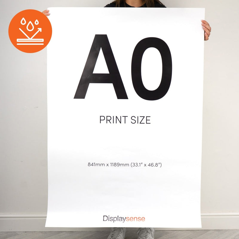 A0 printing service on 220gsm waterproof polypropylene, perfect for durable outdoor posters and signage.
