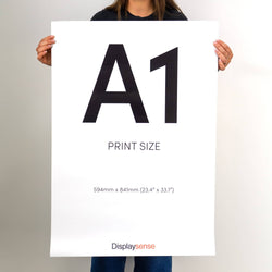 A1 printing service on high-quality 190gsm silk paper, perfect for indoor posters and signage.
