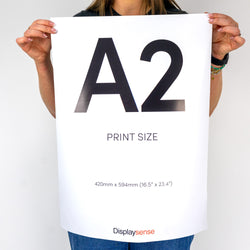 A2 printing service on high-quality 190gsm silk paper, perfect for vibrant indoor posters and signage.
