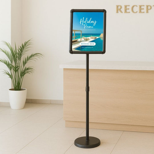 A3 Black Floor Standing Adjustable Sign Holder