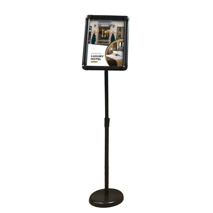 Adjustable A3 black sign stand – freestanding floor display ideal for events, exhibitions or wayfinding