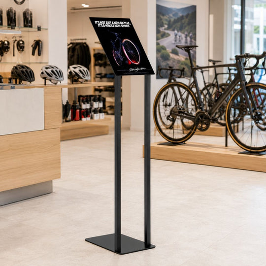 Modern Black A3 Floorstanding Showroom Poster Display