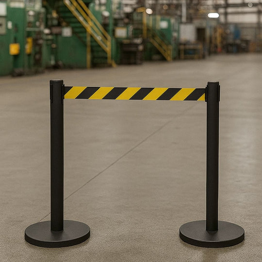 Steel Retractable Barrier - 3.4m Yellow & Black Chevron Belt