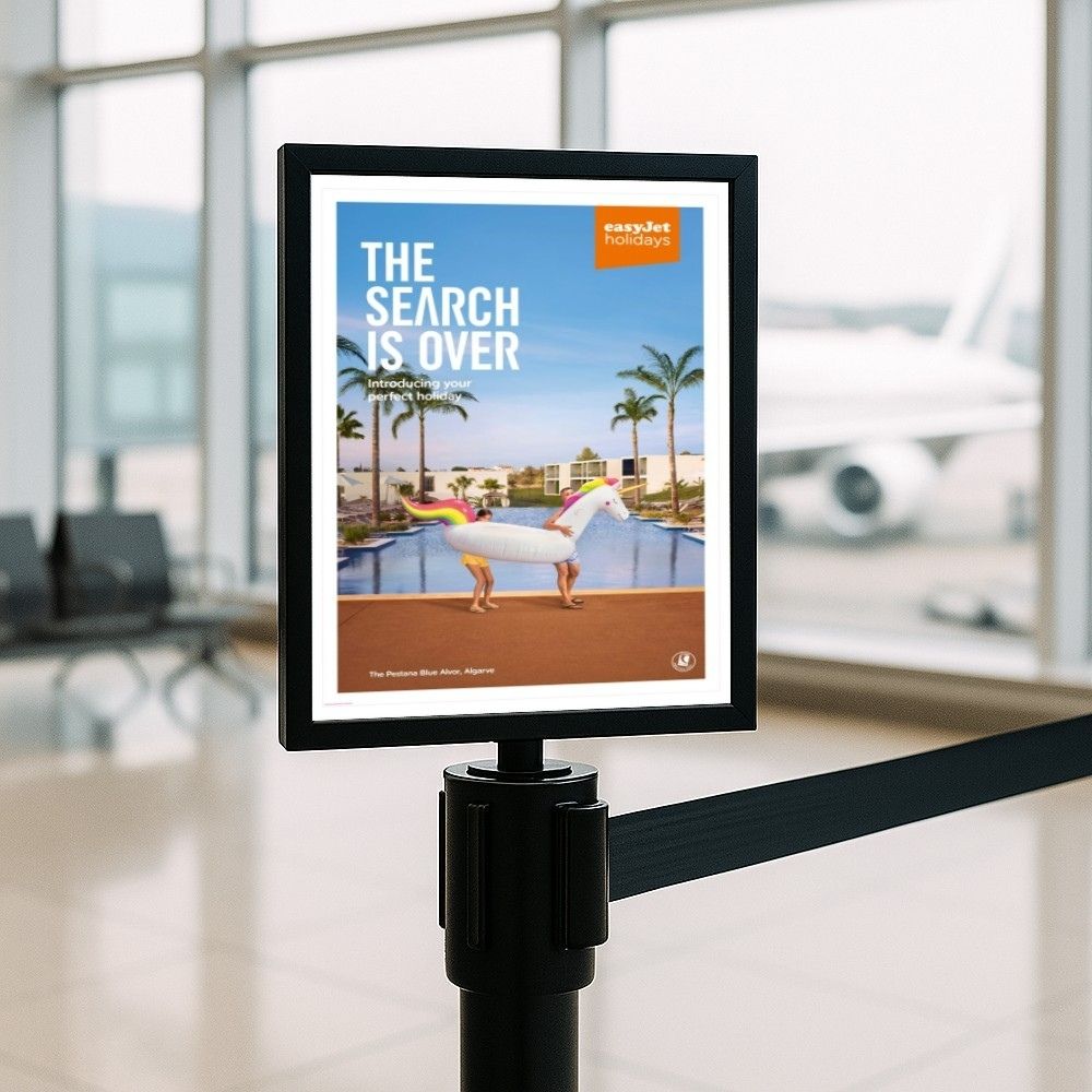 Black A3 Portrait Retractable Barrier Sign Holder