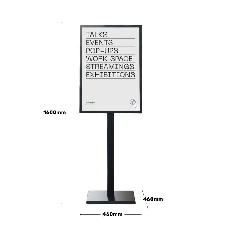 Black A1 info sign stand – premium double-sided poster board with steel base for stability and durability