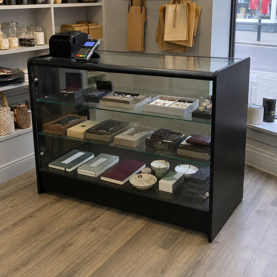 Black Glass Retail Display Counter - 1200mm