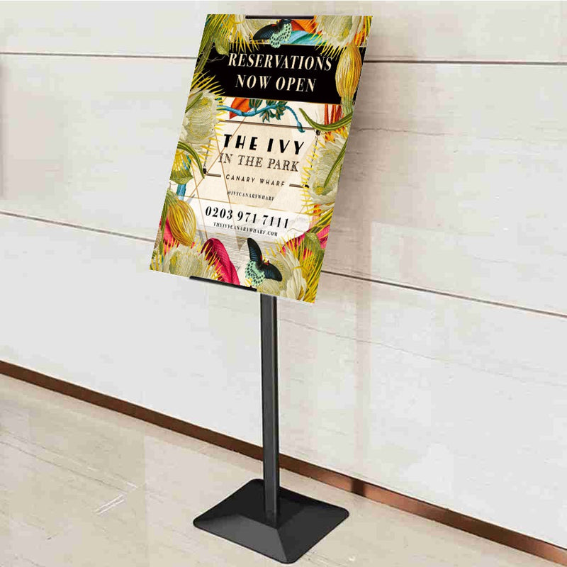 Heavy-duty 360° rotating sign holder – freestanding display with weather-resistant frame and steel base