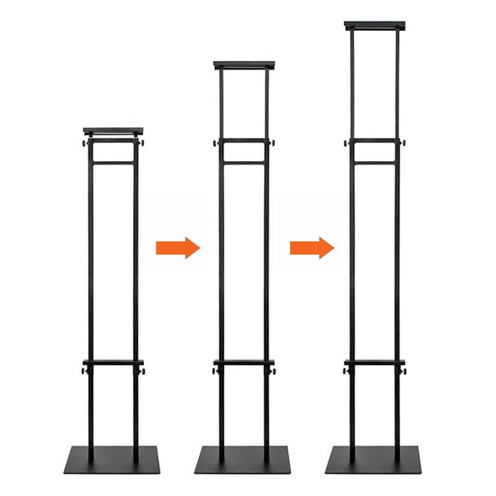 Durable black info easel – adjustable, double-sided poster stand for high-footfall commercial environments
