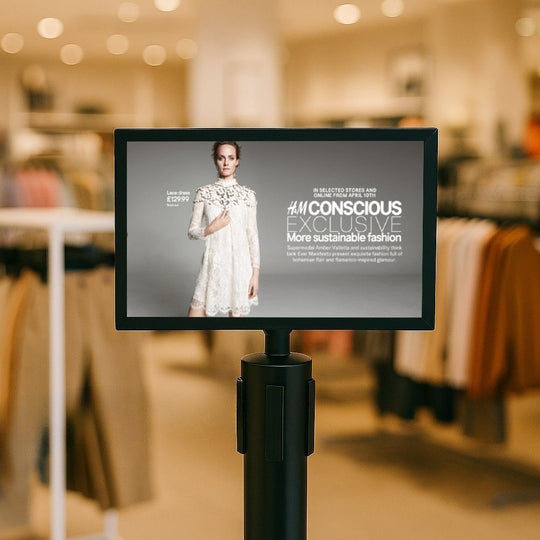 Black A4 Landscape Retractable Barrier Sign Holder