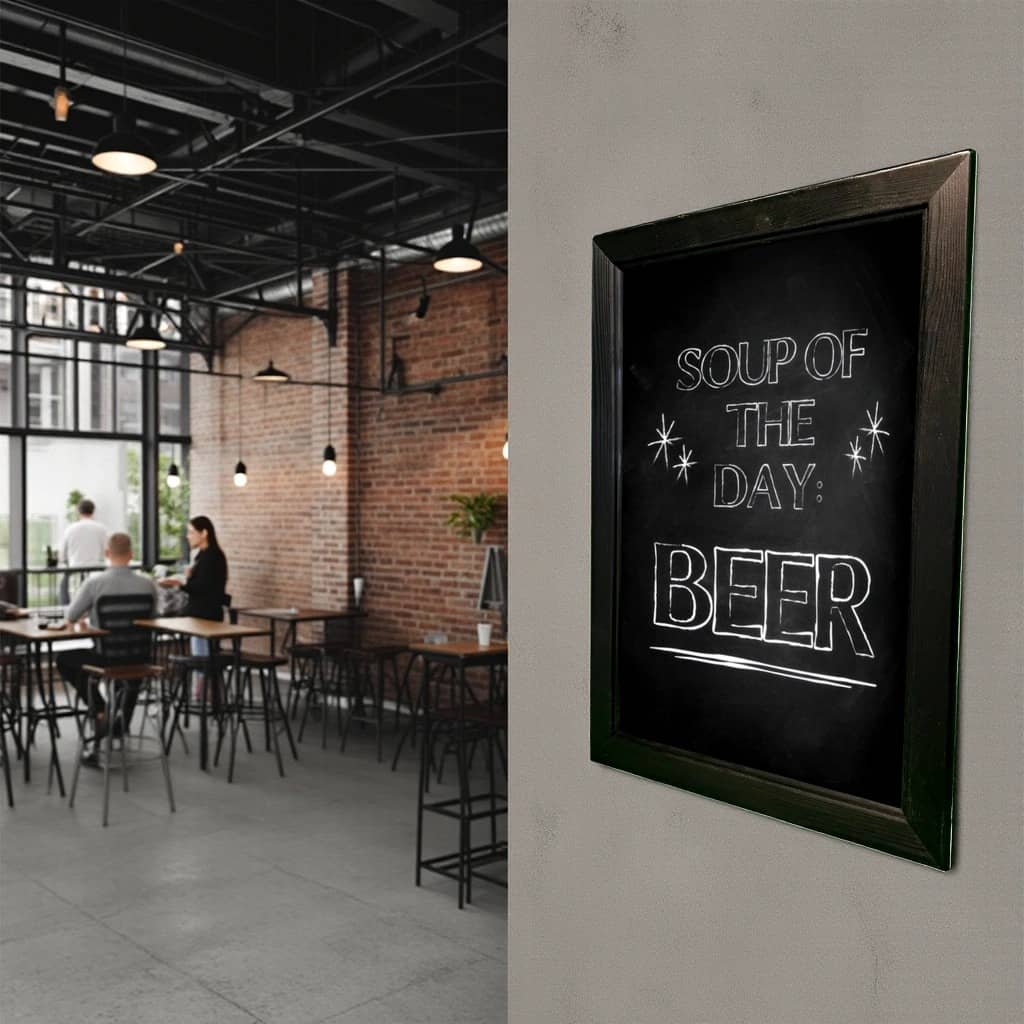 Black Wall Mounted A2 Chalkboard in Wooden Frame