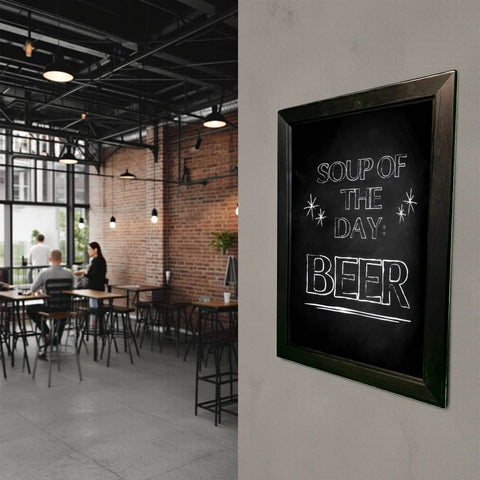 Black Wall Mounted A2 Chalkboard in Wooden Frame