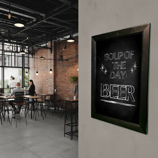 Black Wall Mounted A2 Chalkboard in Wooden Frame